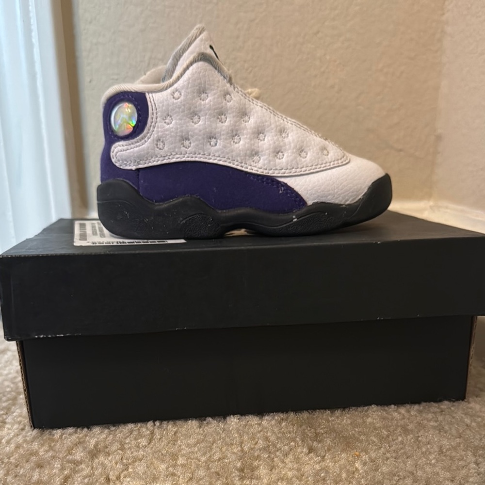 Nike Air Jordan 13 Retro Toddler Shoes - White and Purple